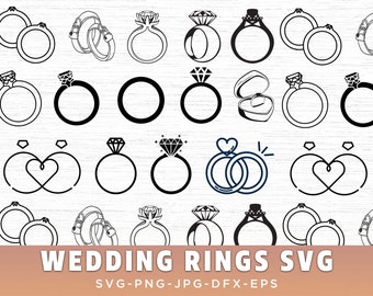 Wedding Ring SVG Bundle, Wedding Svg, Diamond Ring Svg, Engagement Ring Svg, Wedding Ring Clipart, Wedding Rings svg, Wedding ring svg files