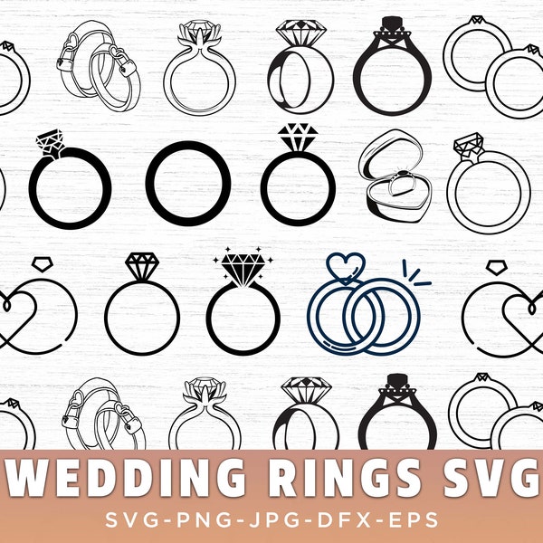 Wedding Ring SVG Bundle, Wedding Svg, Diamond Ring Svg, Engagement Ring Svg, Wedding Ring Clipart, Wedding Rings svg, Wedding ring svg files