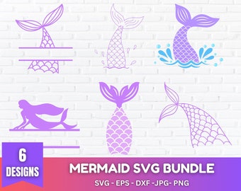 Mermaid Clipart SVG Bundle: Tail, Shell, Starfish (Digital Download)