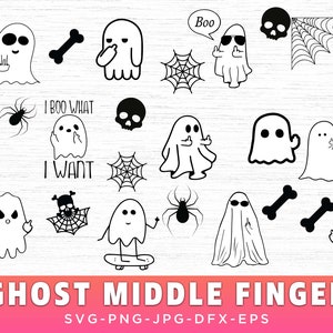 Ghost Middle Finger SVG bundle, Cute Ghost SVG Cut File Cricut Funny Ghost Svg Funny Halloween svg, Trick or Treat, Scary, Spooky Ghost, Boo
