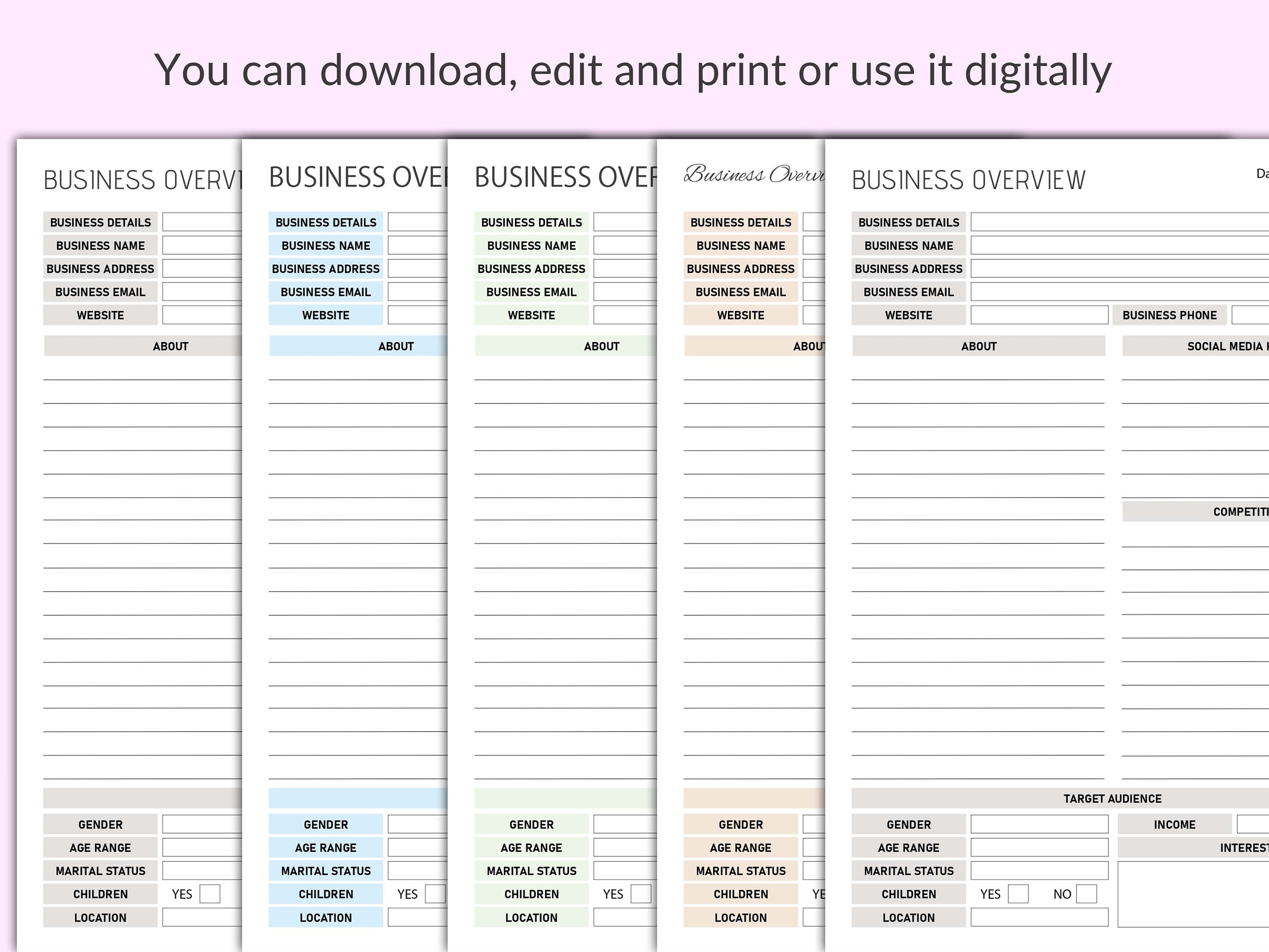 Business Startup Planner, Printable and Editable Business Startup ...