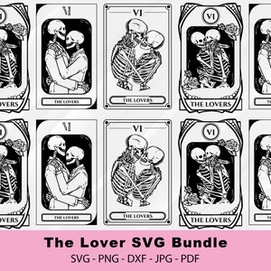 De Lovers Svg bundel, skelet liefhebbers SVG, Valentine skeletten SVG, schattige tarotkaarten, Tarot bundel SVG, paar SVG, liefhebbers SVG, skelet