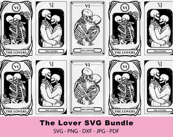 Skeleton Lovers Tarot SVG Bundle: Valentine's Day Couple (Digital Files)