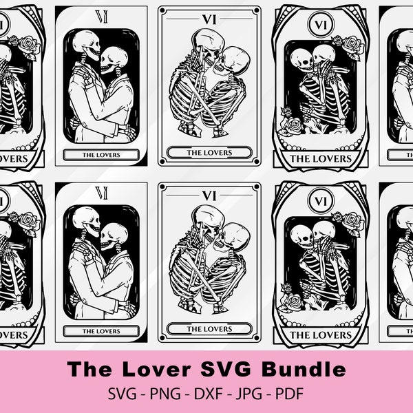 The Lovers Svg Bundle, Skeleton lovers svg, Valentine skeletons svg, Cute Tarot Cards, Tarot Bundle Svg, Couple SVG, Lovers SVG, Skeleton