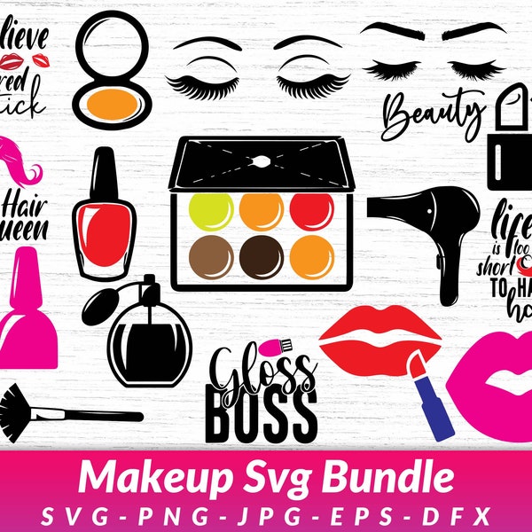 Makeup SVG bundle beauty Svg cosmetics Svg makeup clipart lipstick Svg mascara Svg eyeshadow SVG makeup brush SVG makeup artist Svg