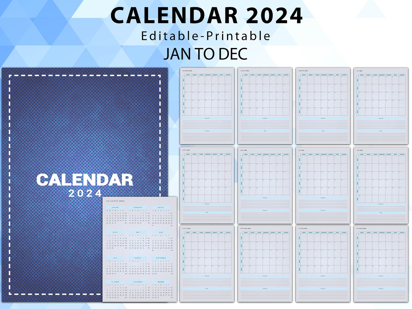 2024 Minimalist Calendar: Printable Monthly Planner (digital) - Etsy
