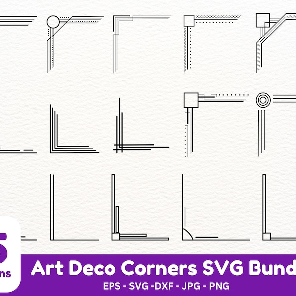 Art Deco Corner Frames SVG Bundle, Artdeco Border Clipart, Frame Design Elements, Antique Border, Corners svg, transparent background