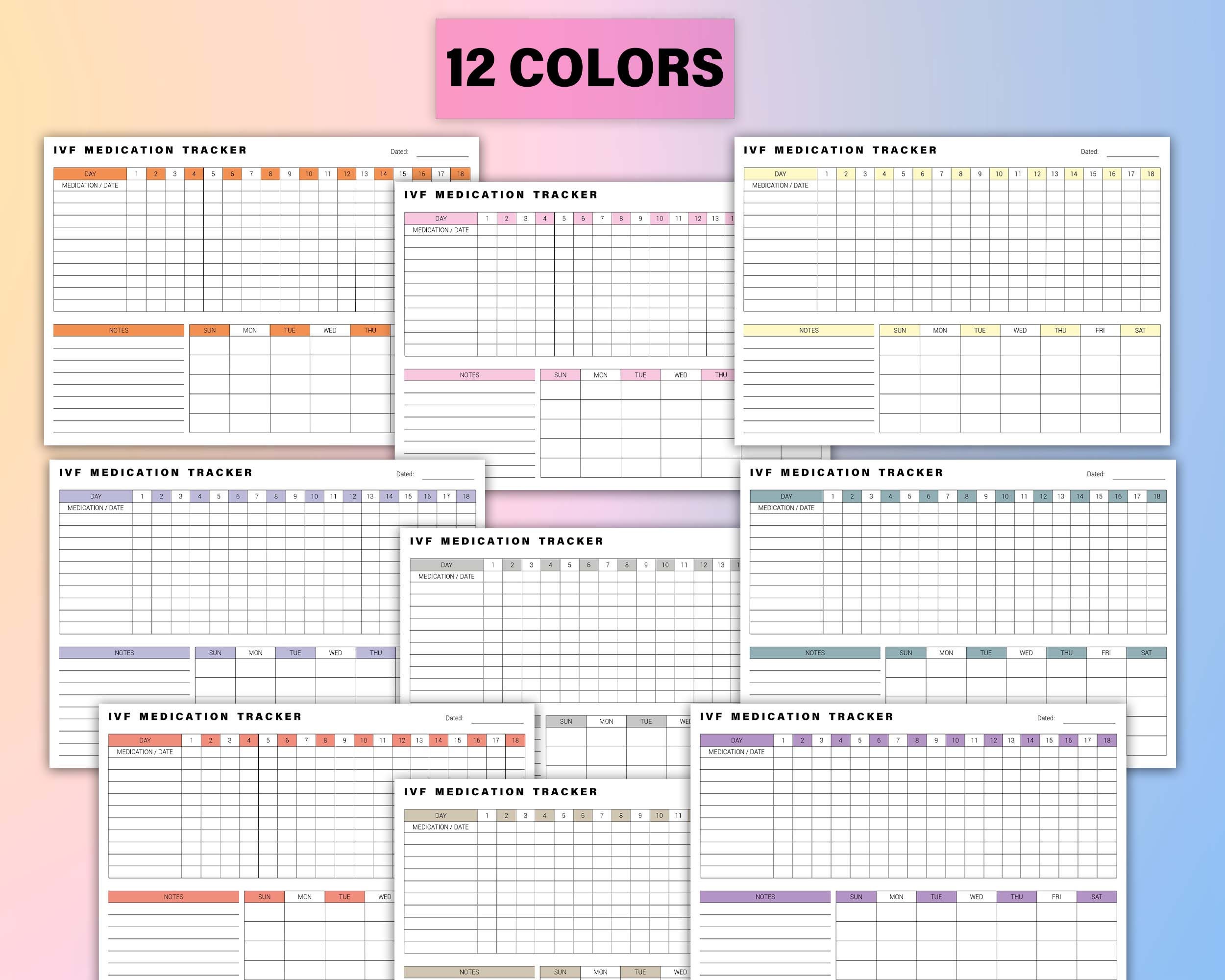 IVF Medication Tracker, Editable IVF Planner, Printable Ivf Calendar ...