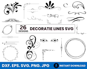Decorative Elements SVG Bundle: Flourishes, Borders, Ornaments (Digital Download)