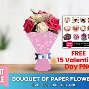 Blumenstrauß aus Papier, Vase für Papierblumen, Blumenstrauß Vase svg, Papierblumenstrauß, SVG-Schnittdateien, Sofortiger Download svg, dfx, eps
