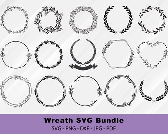 Blumenkranz SVG Bundle: Lorbeer, Hochzeit, Weihnachten (Digitale Dateien)