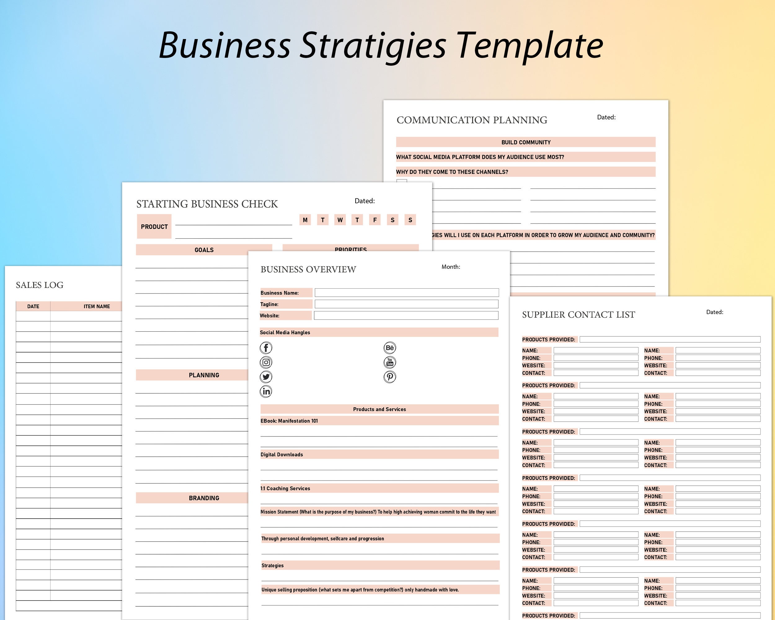Business Startup Planner, Printable and Editable Business Startup ...
