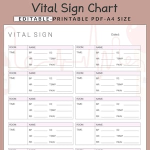 Comprehensive Vital Signs Tracker, Monitoring Vital Signs, Printable Vital Sign Chart, Vital Sign Log, Vital Sign Tracker, Vital sign Sheet
