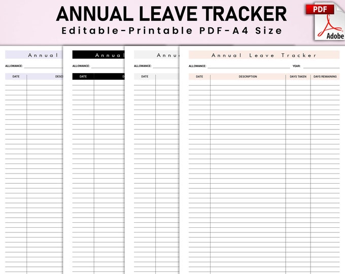 PTO Tracker Google Sheets Template Employee Leave Calendar Etsy Canada