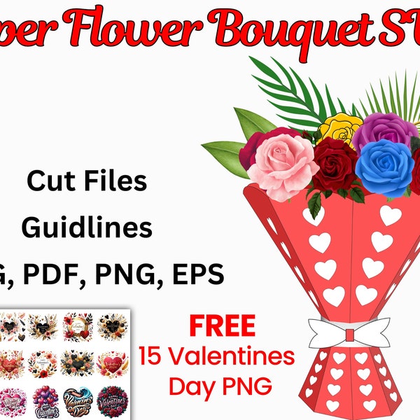 Bouquet of Paper Flowers, Vase for paper Flowers, Bouquet Vase Svg, Paper Flower Bouquet, SVG Cut Files, Instant Download Svg, Png, Dfx, Eps