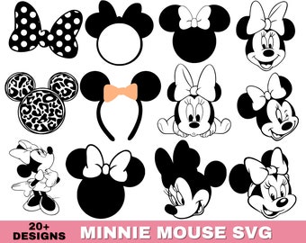 Minnie Mouse Ears SVG Bundle: Birthday, Disneyland Designs (Digital Download)