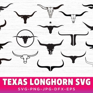Texas Longhorn svg Bundle, Cow Skull SVG, Bull Skull SVG, Cow Skull PNG, Cute Horn Skull Svg, Horn Svg, Long Horn Svg, Texas Longhorn Head