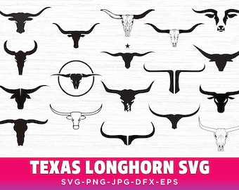 Texas Longhorn SVG Bundle: Cow Skull Vector Graphics (Digital Download)