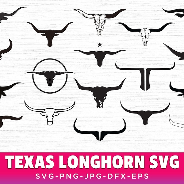 Texas Longhor svg Bundle, Cow Skull Svg, Bull Skull Svg, Cow Skull Png, Cute Horn Skull Svg, Horn Svg, Long Horn Svg, Texas Longhorn Head,