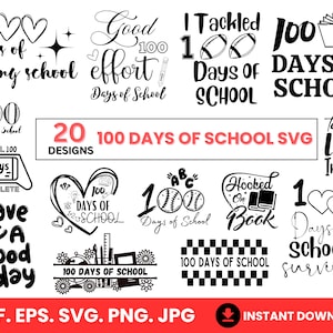 Pacchetto SVG di 100 giorni di scuola, 100° giorno di scuola in formato SVG, 100 giorni in formato SVG, Insegnante in formato SVG, Scuola in formato SVG, Camicia scolastica in formato SVG, 100 giorni di scuola Png