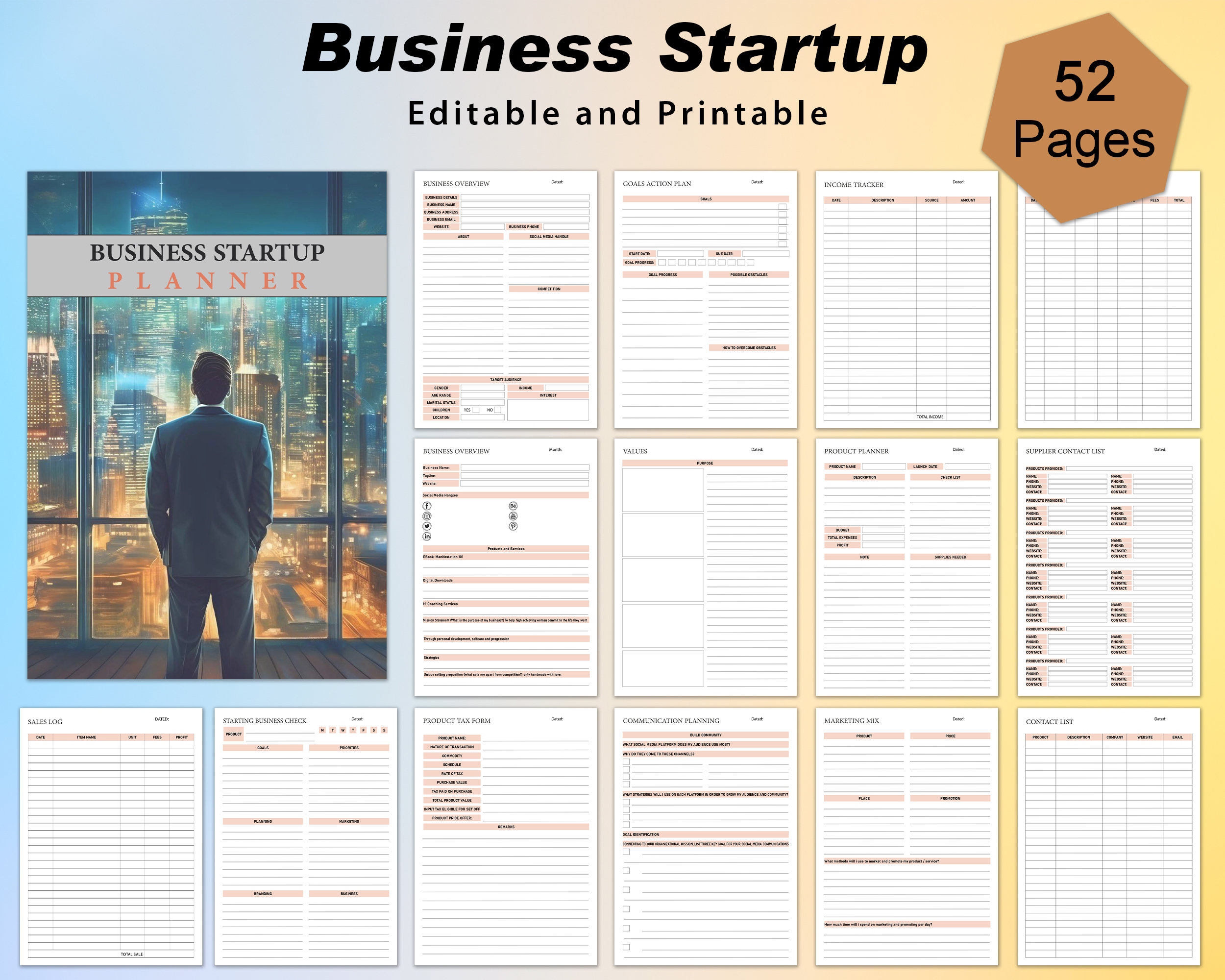 Printable Business Startup Planner: Editable Business Checklist (PDF ...