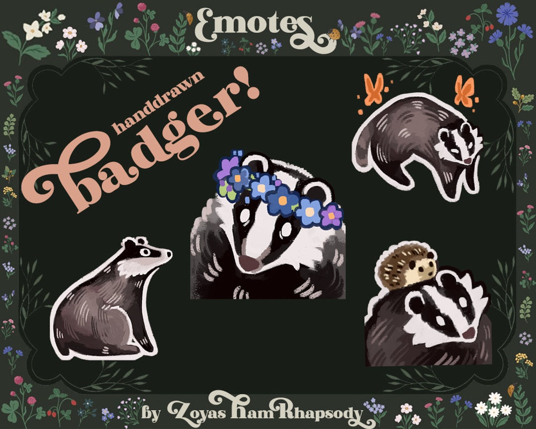 Lineless Emotes Twitch Emote Badger Cute Ugly Cozy Silly Handdrawn Cottagecore Painted ...