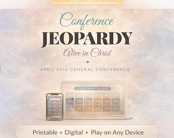 Jeopardy Game utan förberedelse inför LDS generalkonferens (april 2026) | Utskrivbar + Digital | Familjekväll, ungdomsaktivitet eller lektion
