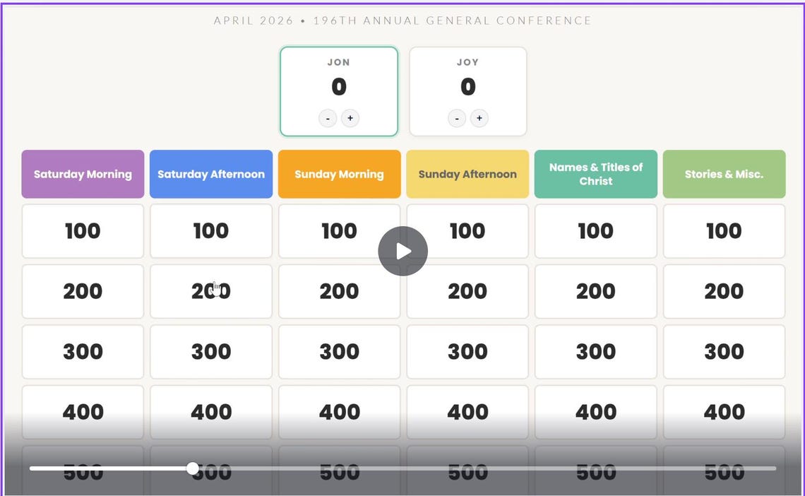 No-prep LDS General Conference Jeopardy Game (april 2026) | Printable ...