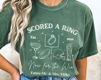 Football Engagement Shirt, Personalized Newly Engaged Tee