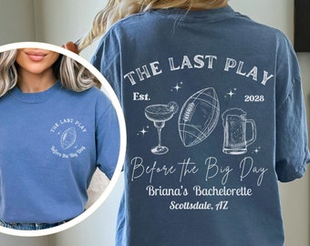 Football Bachelorette Shirt, Personalized Last Play Before the Big Day Bach Party Tee