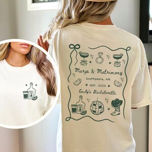 Margs and Matrimony Bachelorette T-Shirt, Personalized Margaritas & Matrimony Bach Shirt, Custom Final Fiesta Tequila Theme Bridal Party Tee