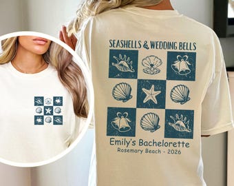Seashells and Wedding Bells Bachelorette Shirt, Personalized Beach Bach Tee