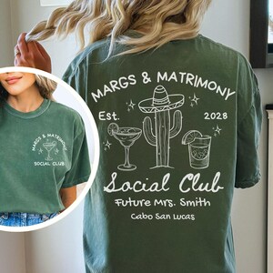 Personalized Margs and Matrimony Bachelorette T-Shirt, Custom Margarita & Matrimony Bach Shirt, Final Fiesta Tequila Themed Bridal Party Tee