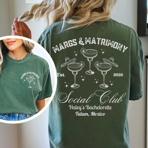 Personalized Margs and Matrimony Bachelorette T-Shirt, Custom Margarita & Matrimony Bach Shirt, Final Fiesta Tequila Themed Bridal Party Tee