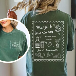 Personalized Margs and Matrimony Bachelorette T-Shirt, Custom Margarita & Matrimony Bach Shirt, Final Fiesta Tequila Themed Bridal Party Tee