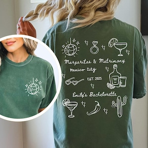 Custom Margs & Matrimony Bachelorette T-Shirt, Personalized Margaritas and Matrimony Bach Shirt, Final Fiesta Tequila Theme Bridal Party Tee