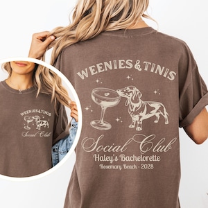 Personalized Dachshund Bachelorette Shirt, Custom Weenies & Tinis Bach Tee