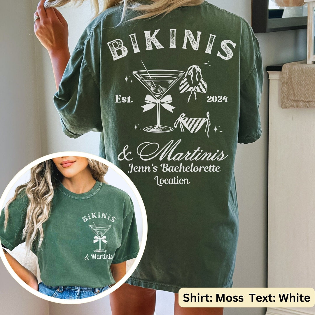 Personalized Bikinis and Martinis Bachelorette Shirt Custom Extra Dirty Martini Bridal Shower
