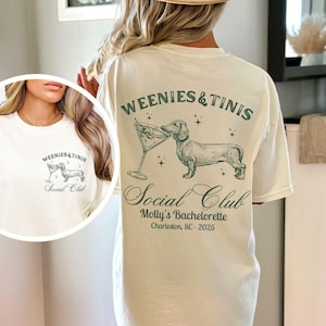 Personalized Dachshund Bachelorette Shirt, Custom Weenies & Tinis Bach Tee