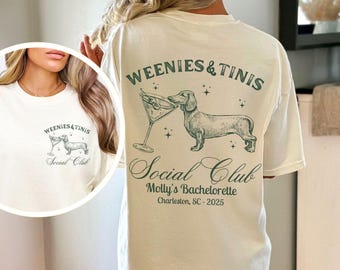 Personalized Dachshund Bachelorette Shirt, Custom Weenies & Tinis Bach Tee