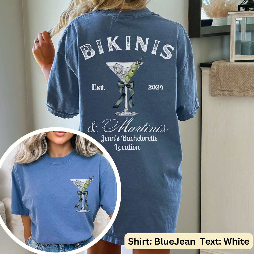 Personalized Bikinis and Martinis Bachelorette Shirt Custom Extra Dirty Martini Bridal Shower