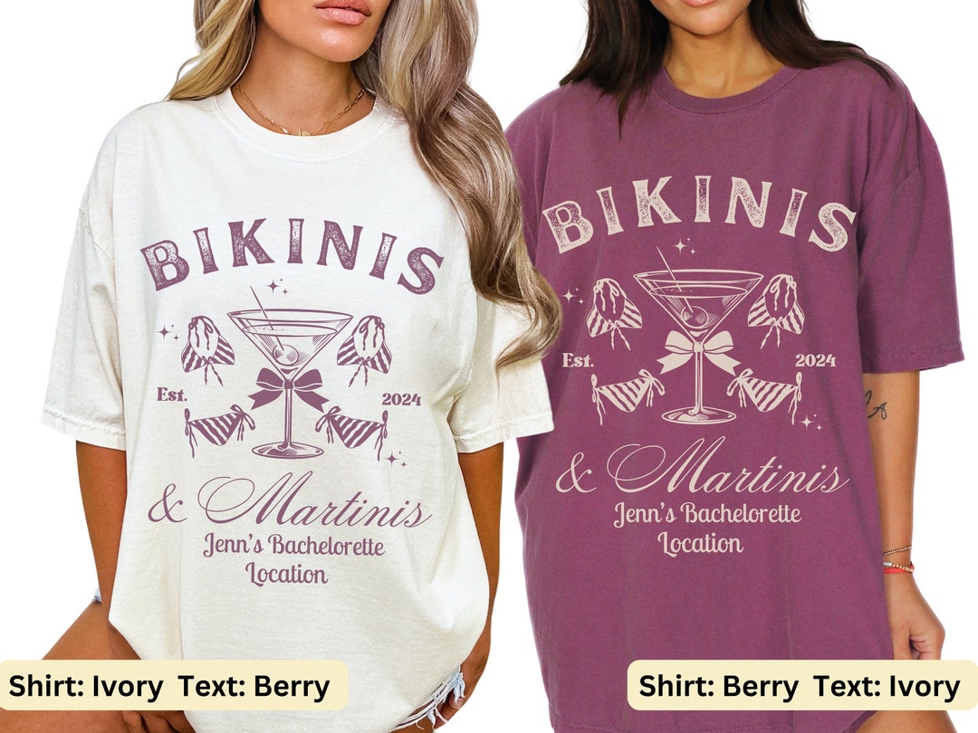 Personalized Bikinis and Martinis Bachelorette Shirt Custom Extra Dirty Martini Bridal Shower