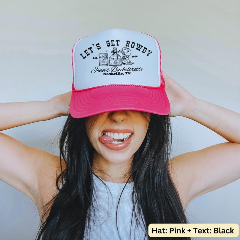 Personalized Western Bachelorette Trucker Hat, Nashville Bach Party Cap afbeelding 2