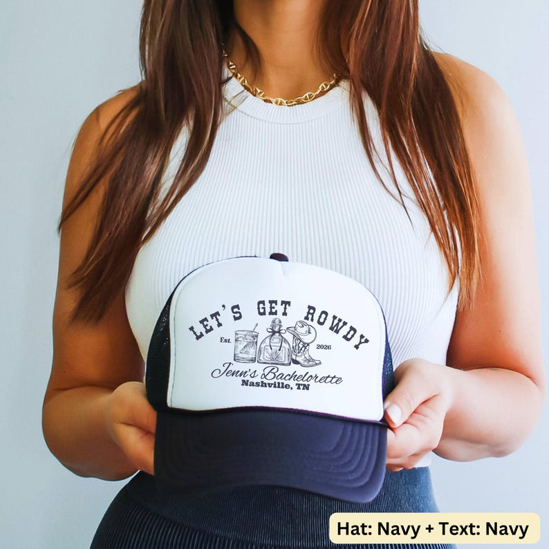 Personalized Western Bachelorette Trucker Hat, Nashville Bach Party Cap afbeelding 4