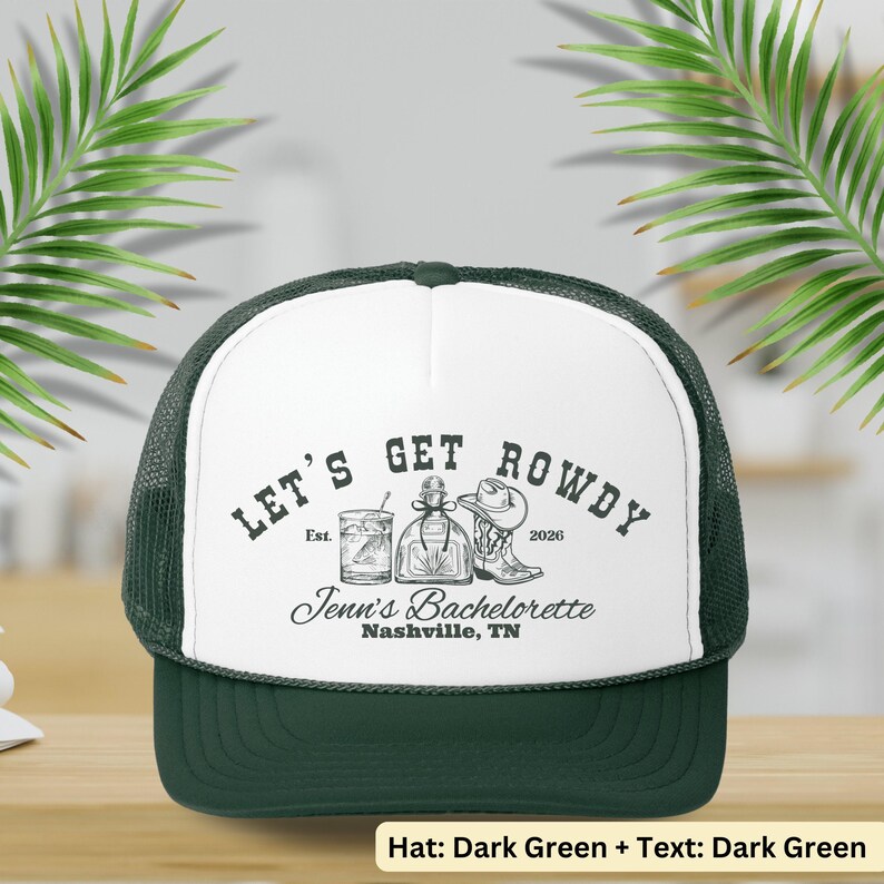 Personalized Western Bachelorette Trucker Hat, Nashville Bach Party Cap afbeelding 6