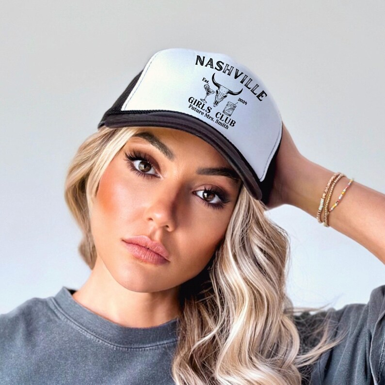 Custom Location Bachelorette Party Trucker Hat Nashville Bach Cap Last Hoedown Cap Western Nash Bash Personalized Cap Cowgirl Last rodeo Hat