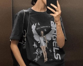 Vintage 90s Angel Shirt, Y2K Shirt, 90s Graphic Tee, Dark Vintage 90s Angel Shirt, Y2K Shirt, 90s Graphic Tee, Dark