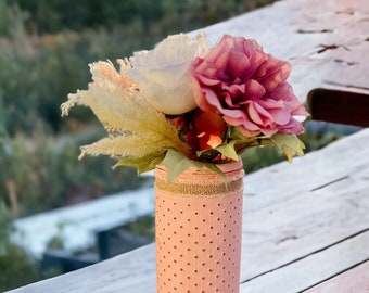 Handmade Hobnail Mason Jar in Distressed Pink