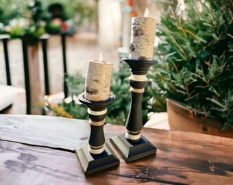 Handmade Rustic Candleholders in Matte Black