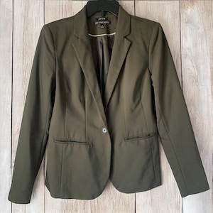 Vintage Fashion Collection Women&#39;s Apt. 9 The Torie Blazer Size 14 Classic Retro Stylish Woman’s Bussiness Casual Tan Blazer Stylish Fashion